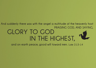 Suddenly There Was with the Angel Vinyl Wall Statement - Luke 2:13-14