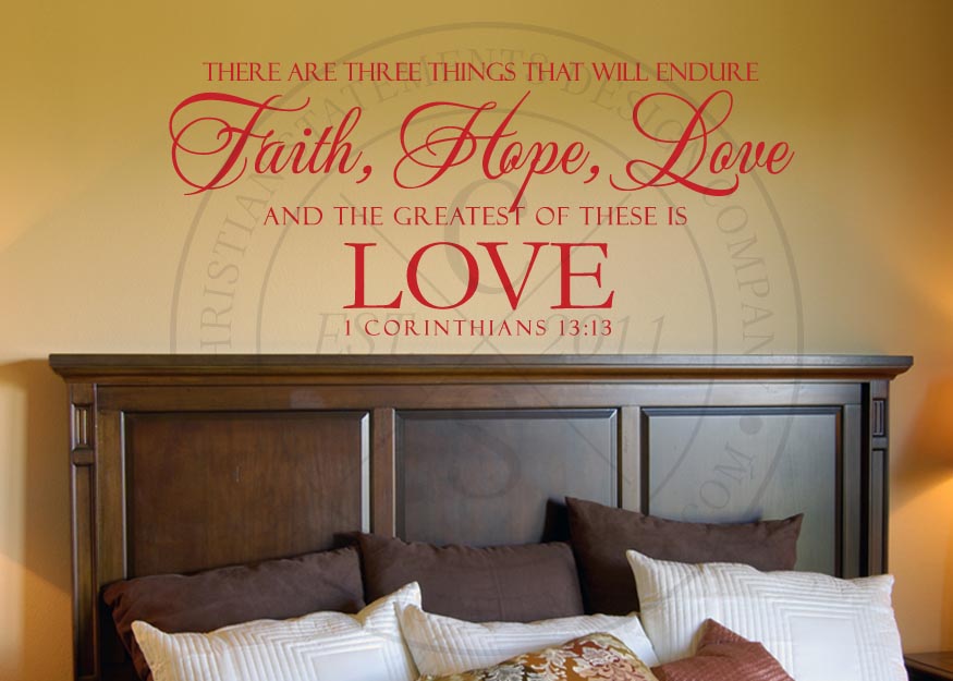 Faith, Hope, and Love Vinyl Wall Statement - 1 Corinthians 13:13, Vinyl, SCR023